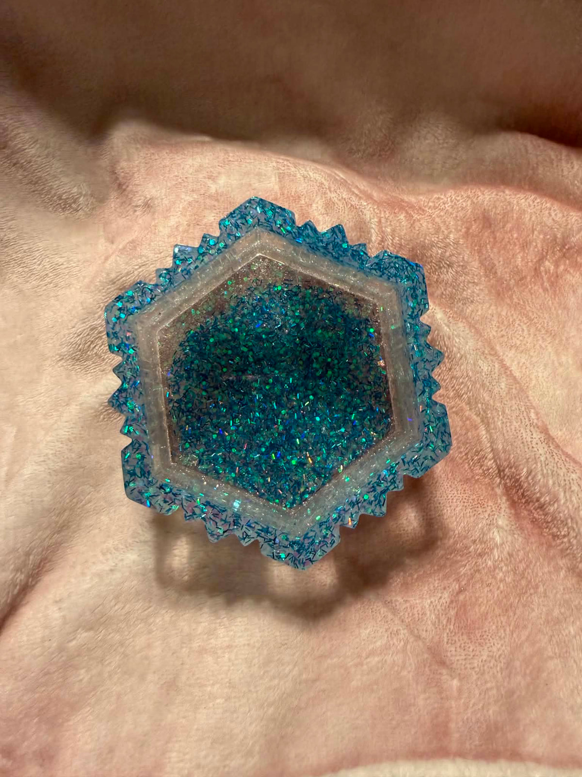 Turquoise & Blue Snowflake Resin Jewelry Box