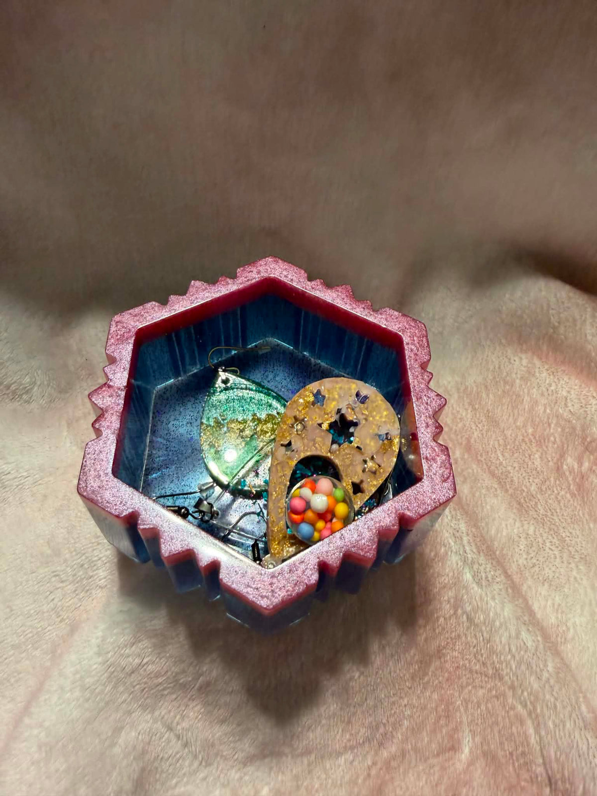 Pink & Purple Snowflake Resin Jewelry Box