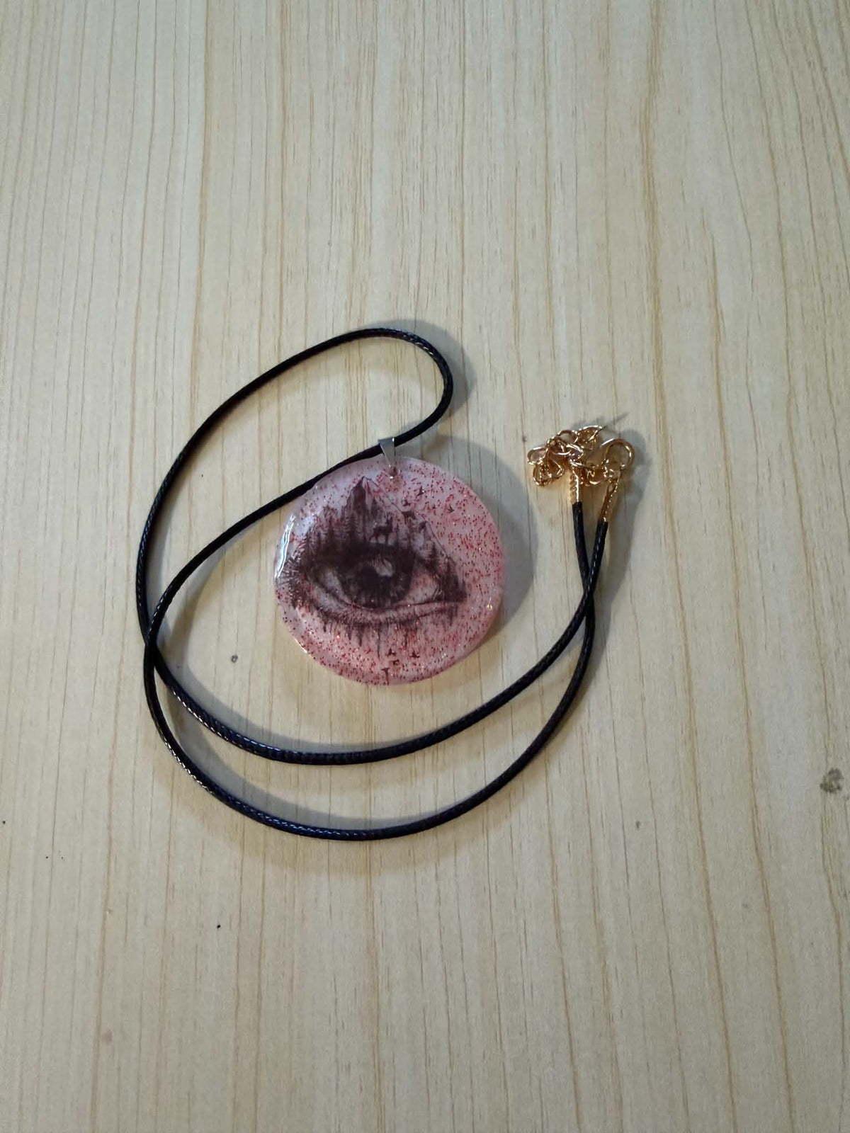 Gothic Eye Resin Circle Pendant Necklace