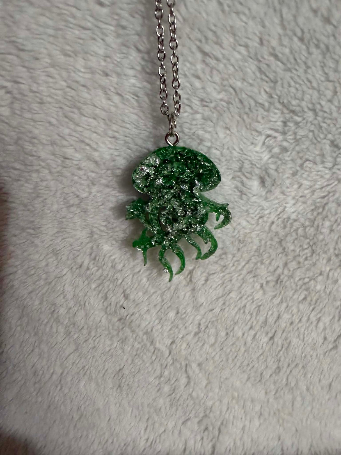 Ocean Shimmer Jellyfish Resin Necklace