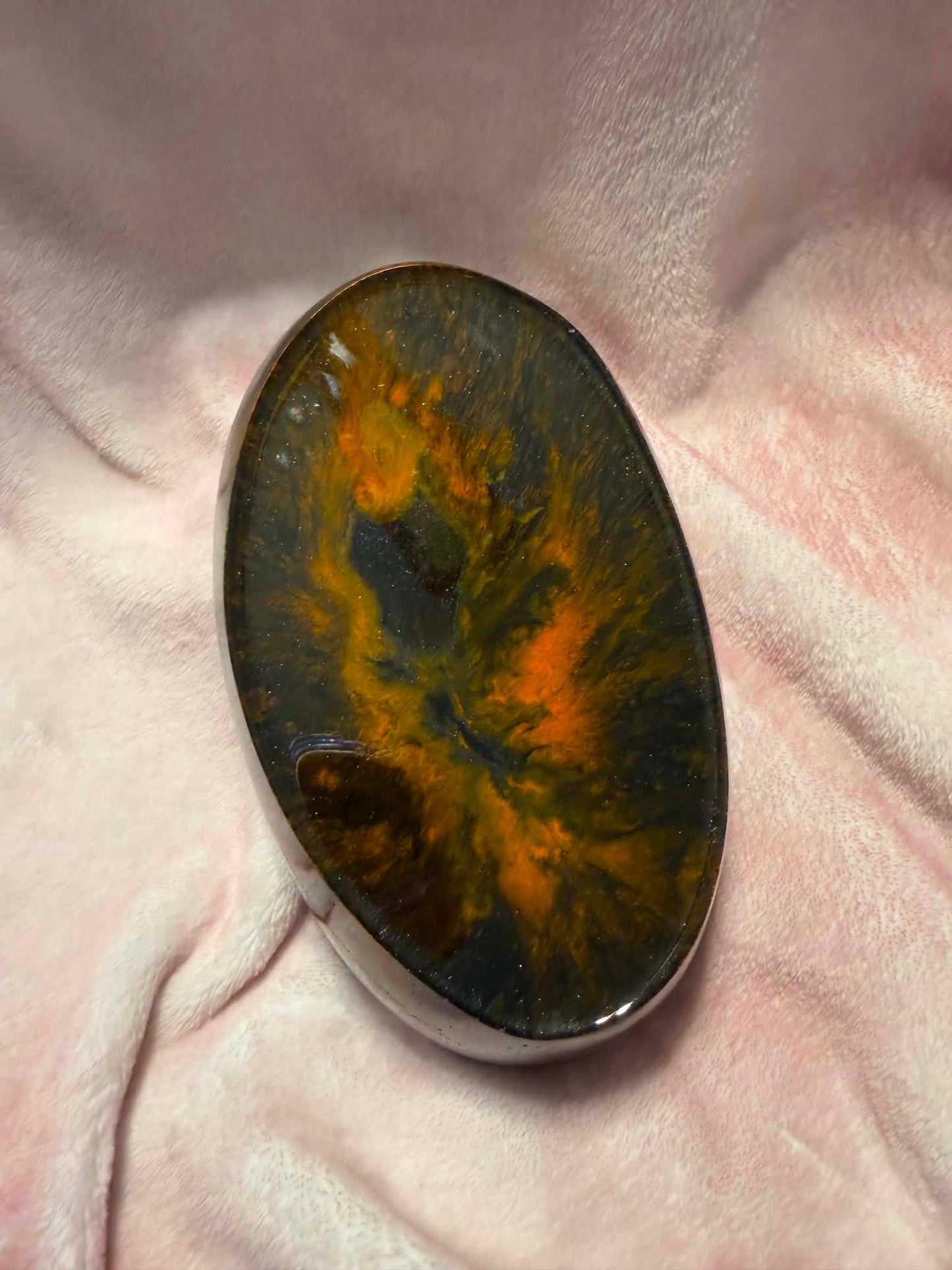 Amber & Black Swirl Resin Decorative Bowl