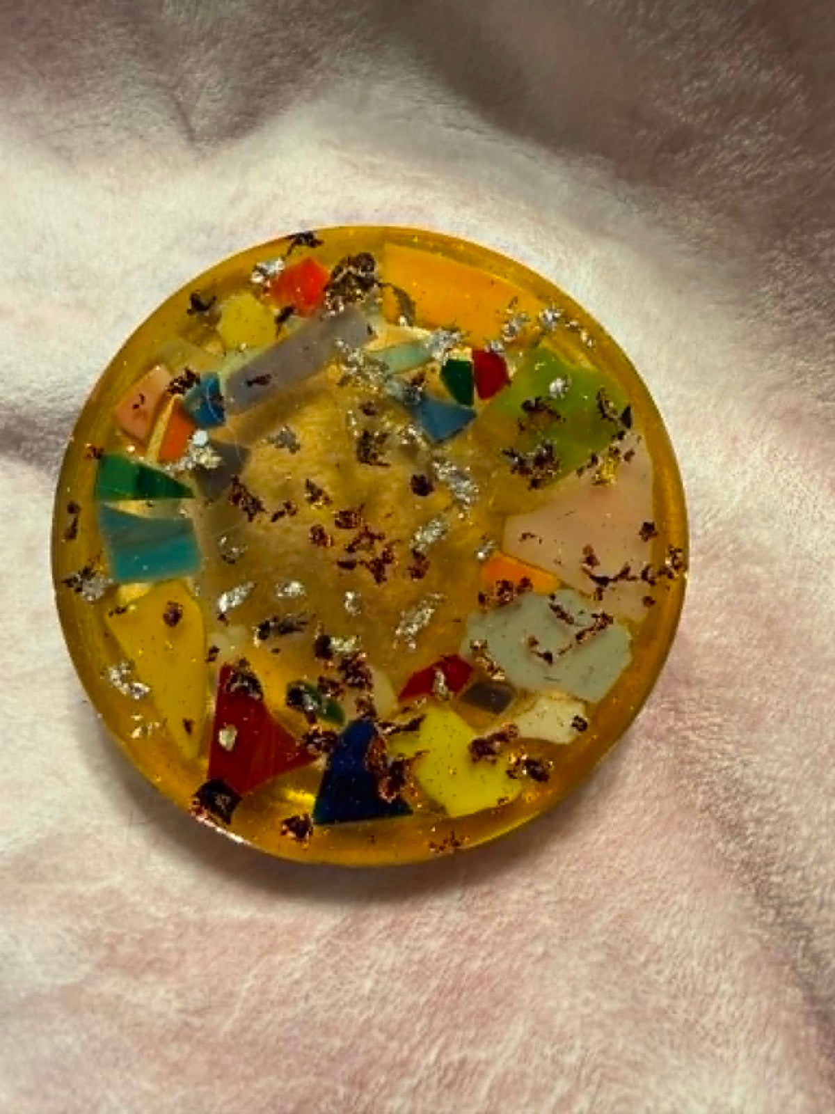 Amber Mosaic Glass Shard Resin Ashtray