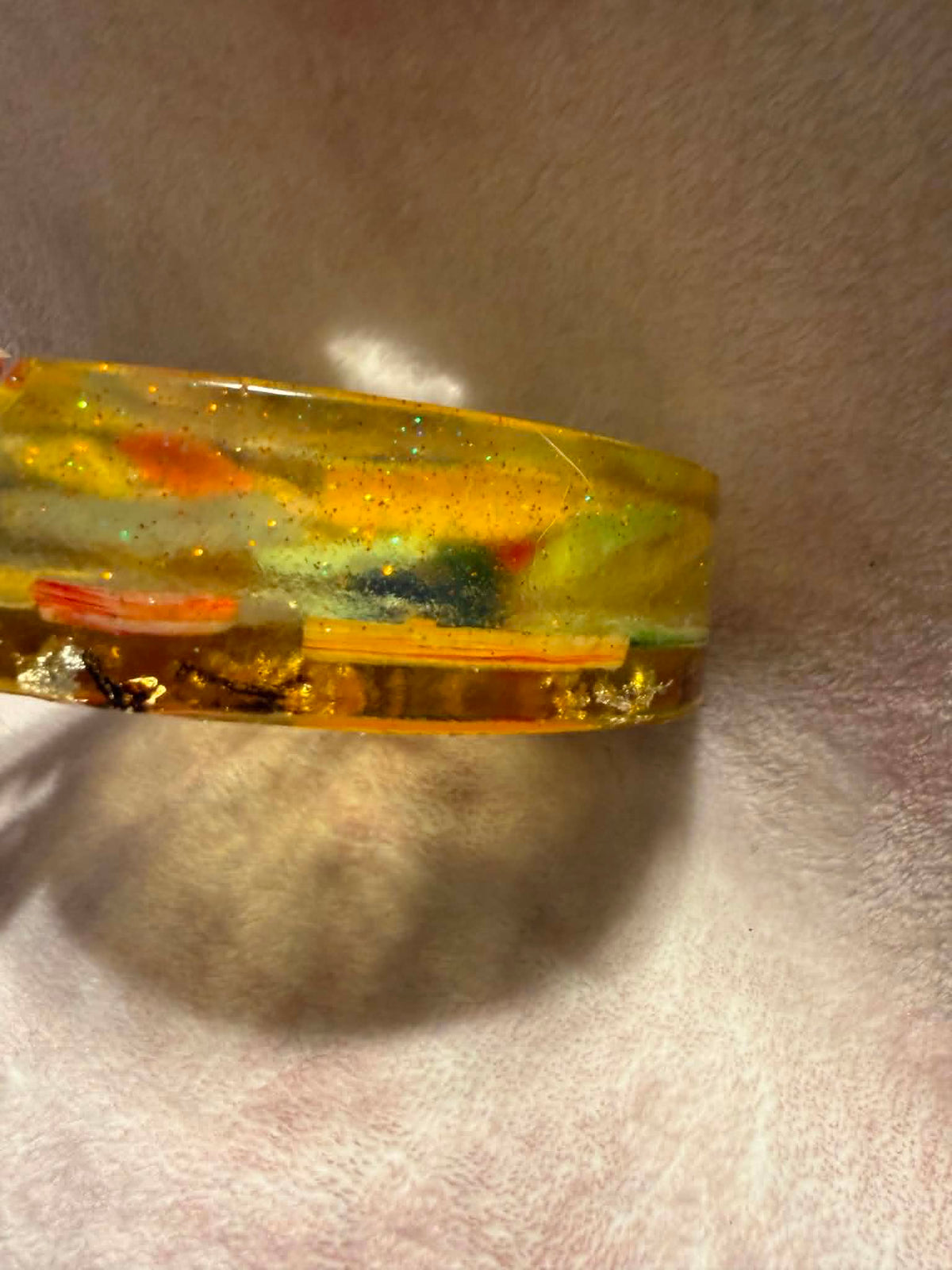 Amber Mosaic Glass Shard Resin Ashtray
