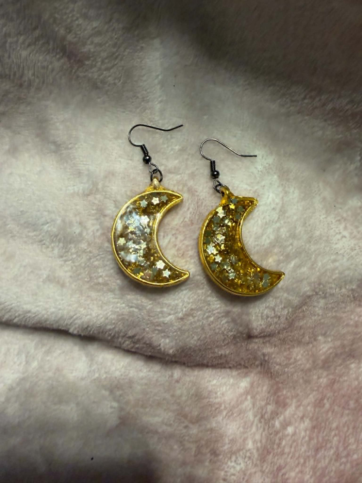 Celestial Gold Moon Dangle Earrings