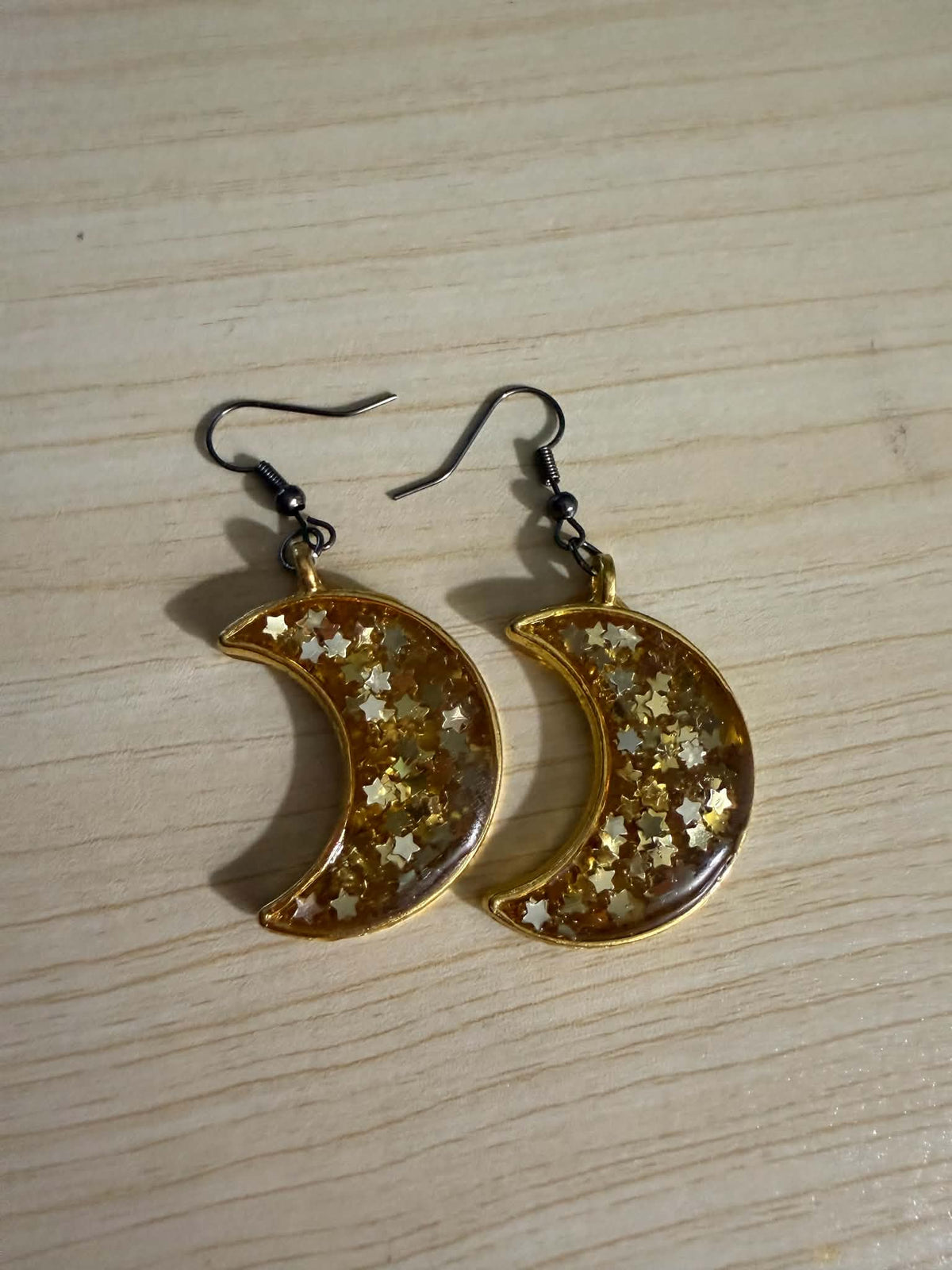 Celestial Gold Moon Dangle Earrings