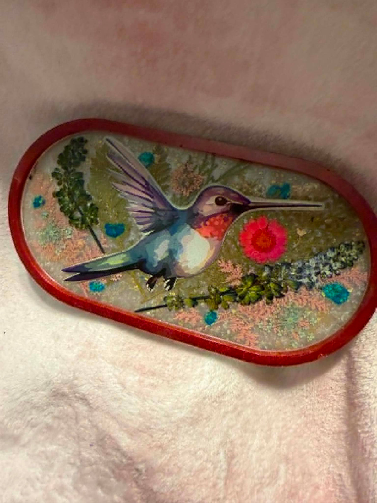 Hummingbird & Flower Resin Trinket Tray