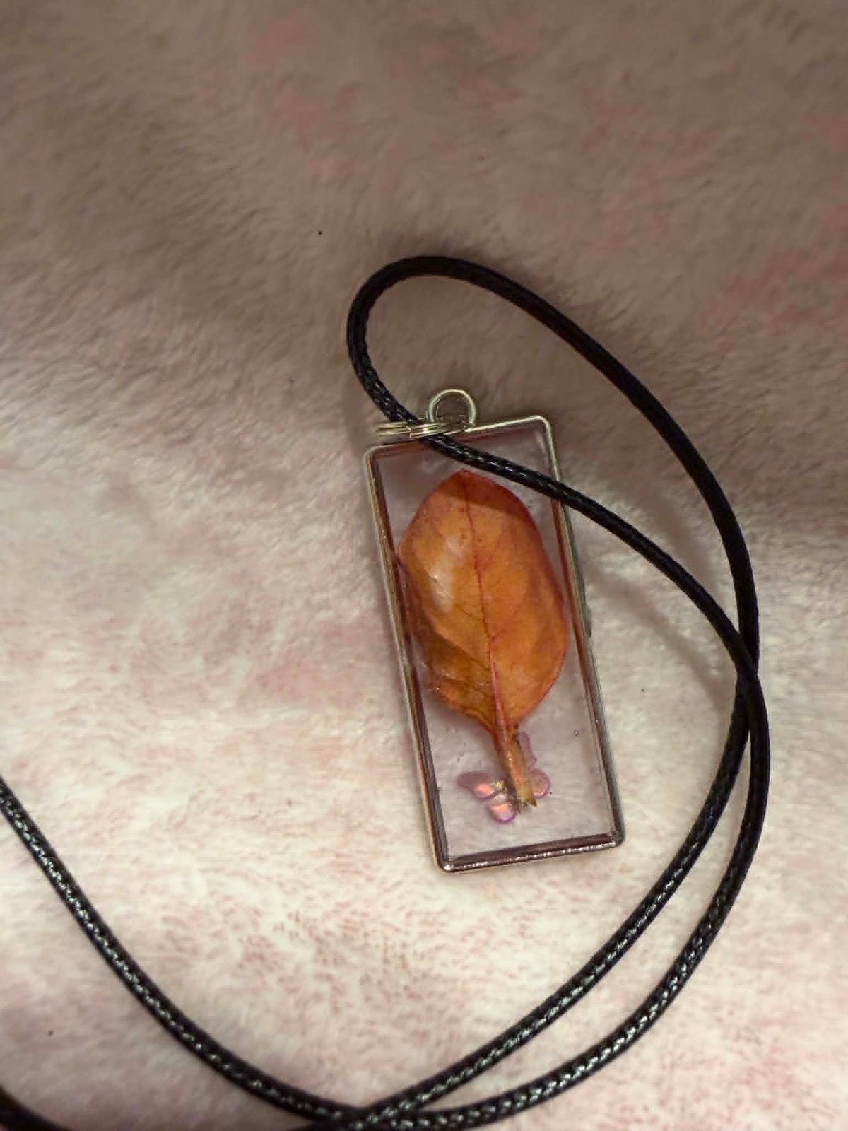 Cotinus & Purple Butterfly Pendant Necklace