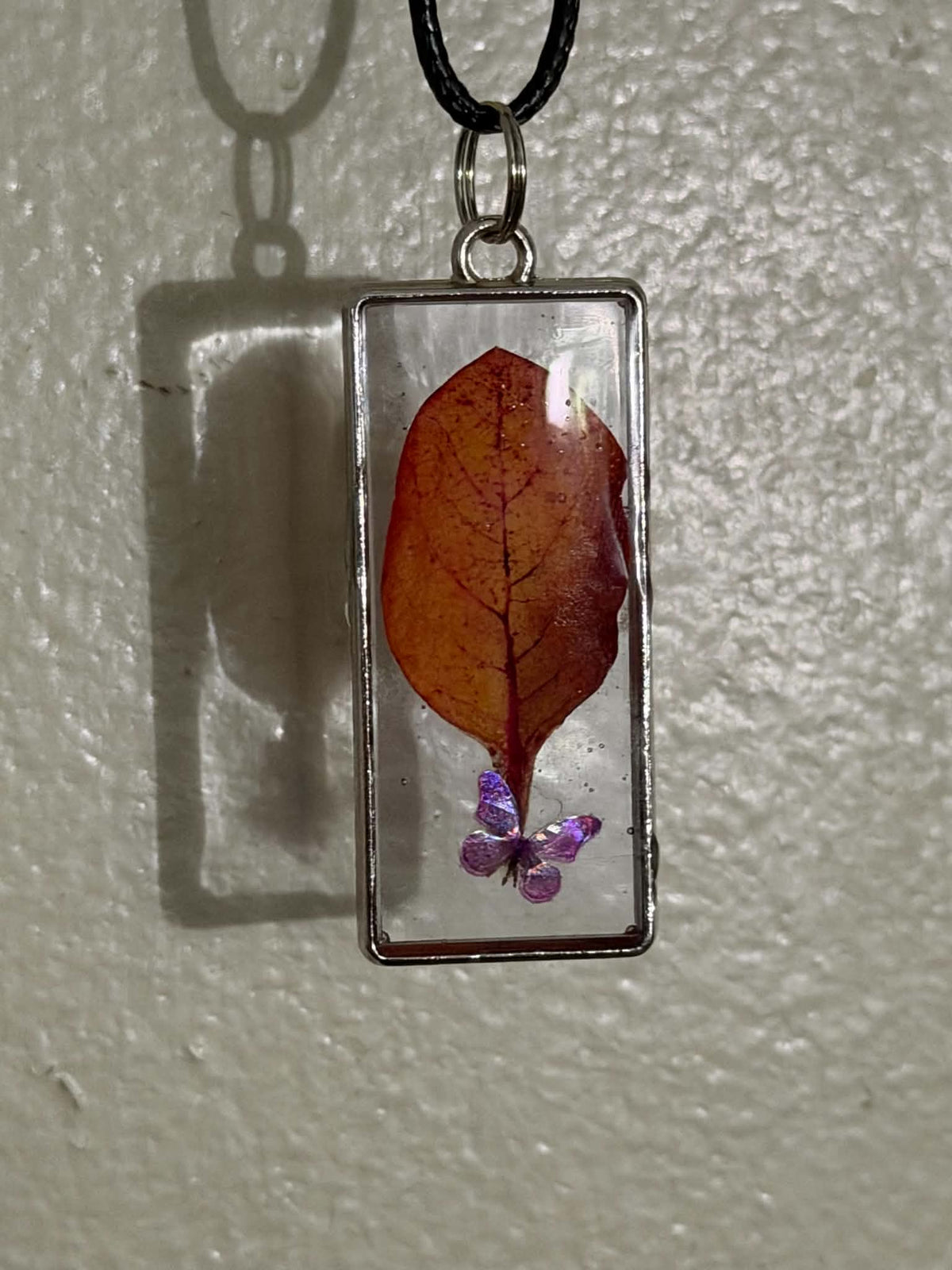 Cotinus & Purple Butterfly Pendant Necklace
