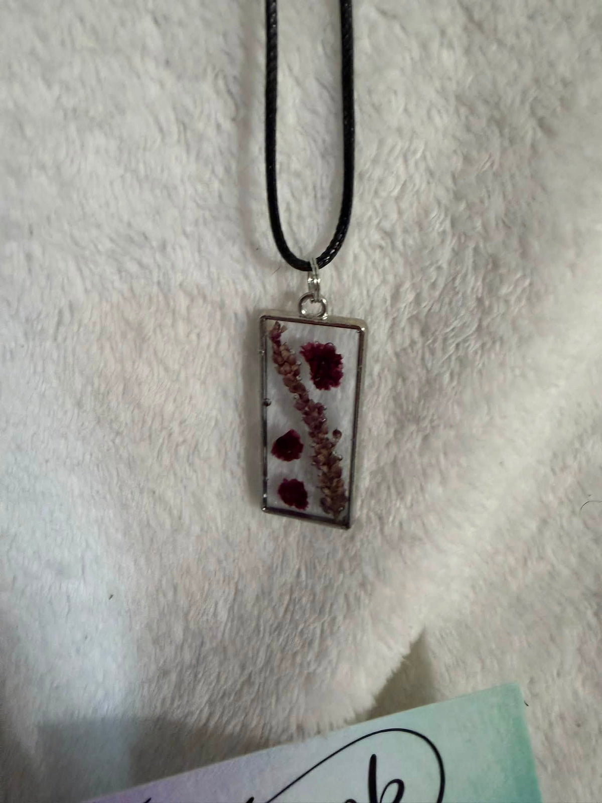 Gypsophila & Amaranth Pendant Necklace