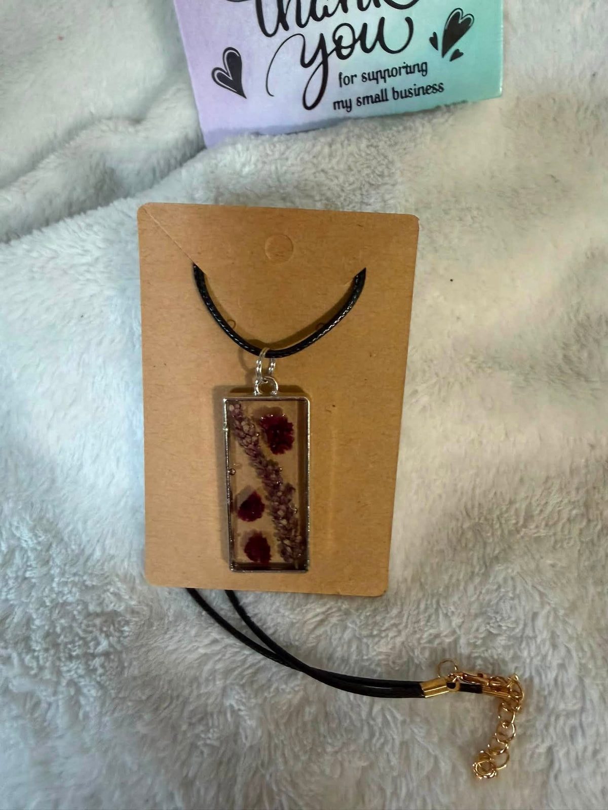 Gypsophila & Amaranth Pendant Necklace