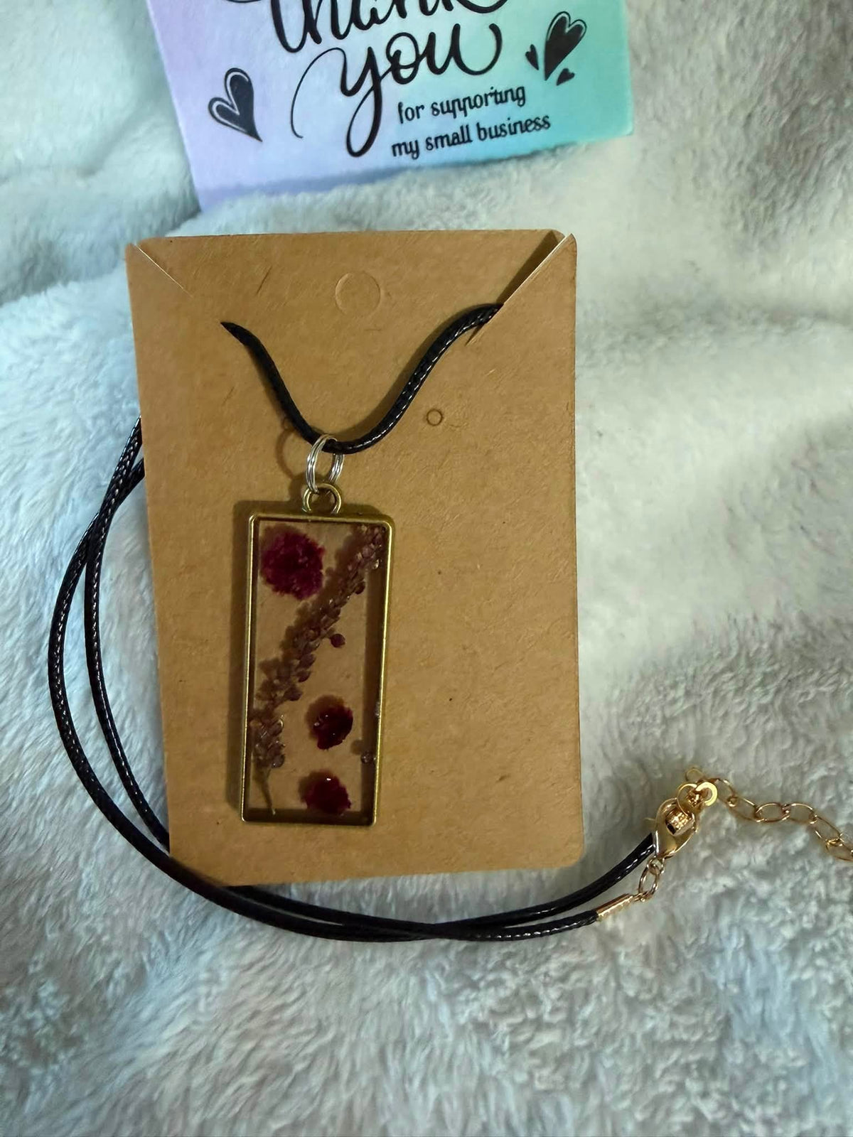 Gypsophila & Amaranth Pendant Necklace