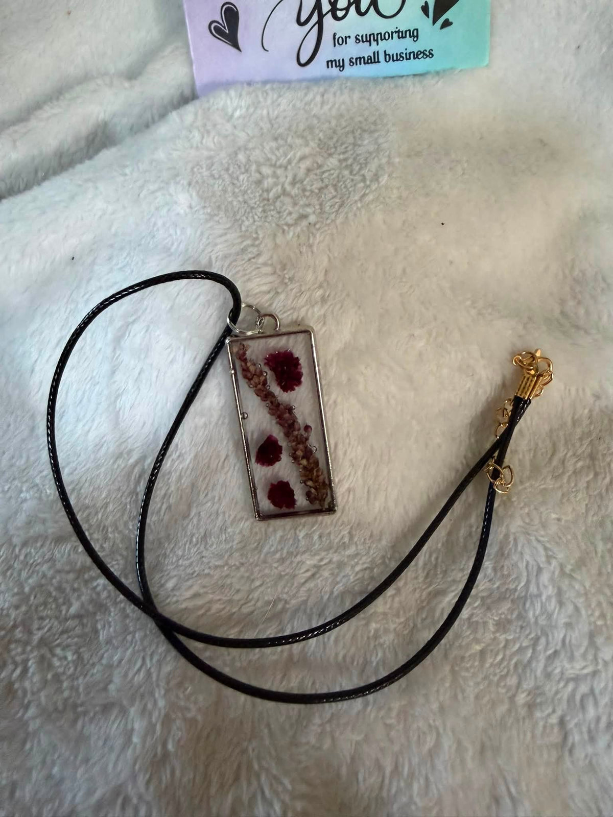 Gypsophila & Amaranth Pendant Necklace