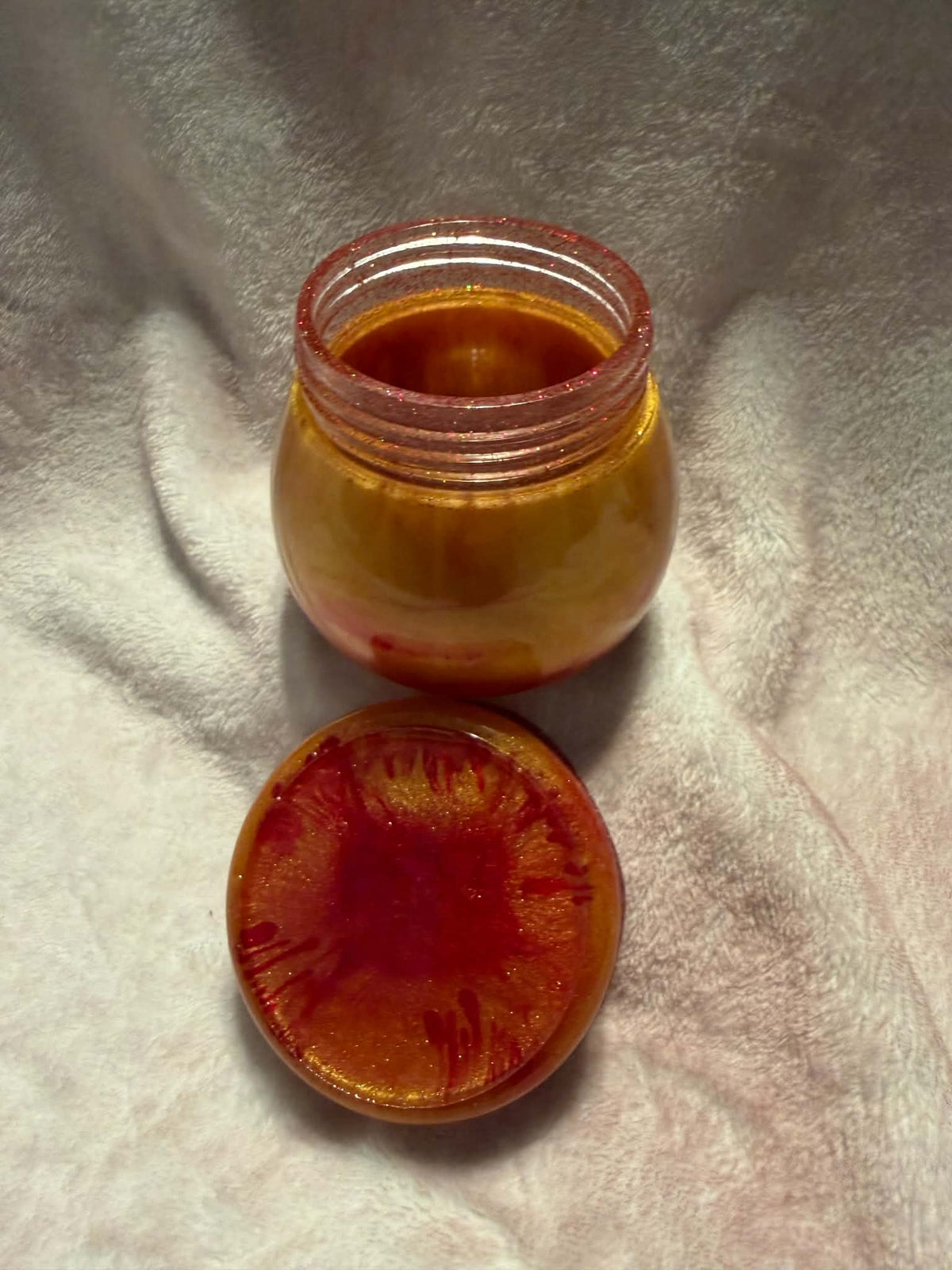 Rusted Orange Pudding Trinket Jar with Lid