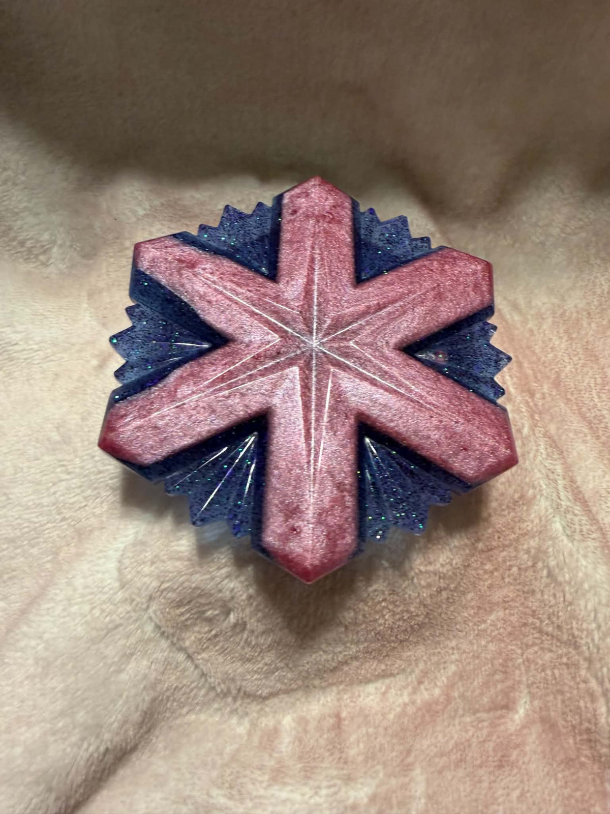 Pink & Purple Snowflake Resin Jewelry Box