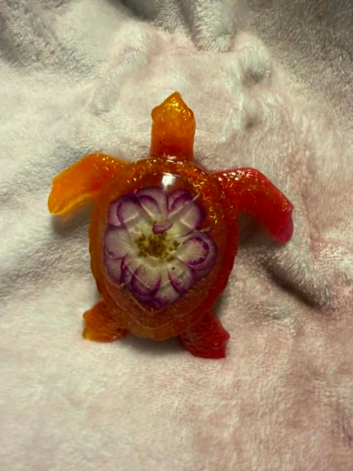 Sea Turtle Figurine with Mini Rose