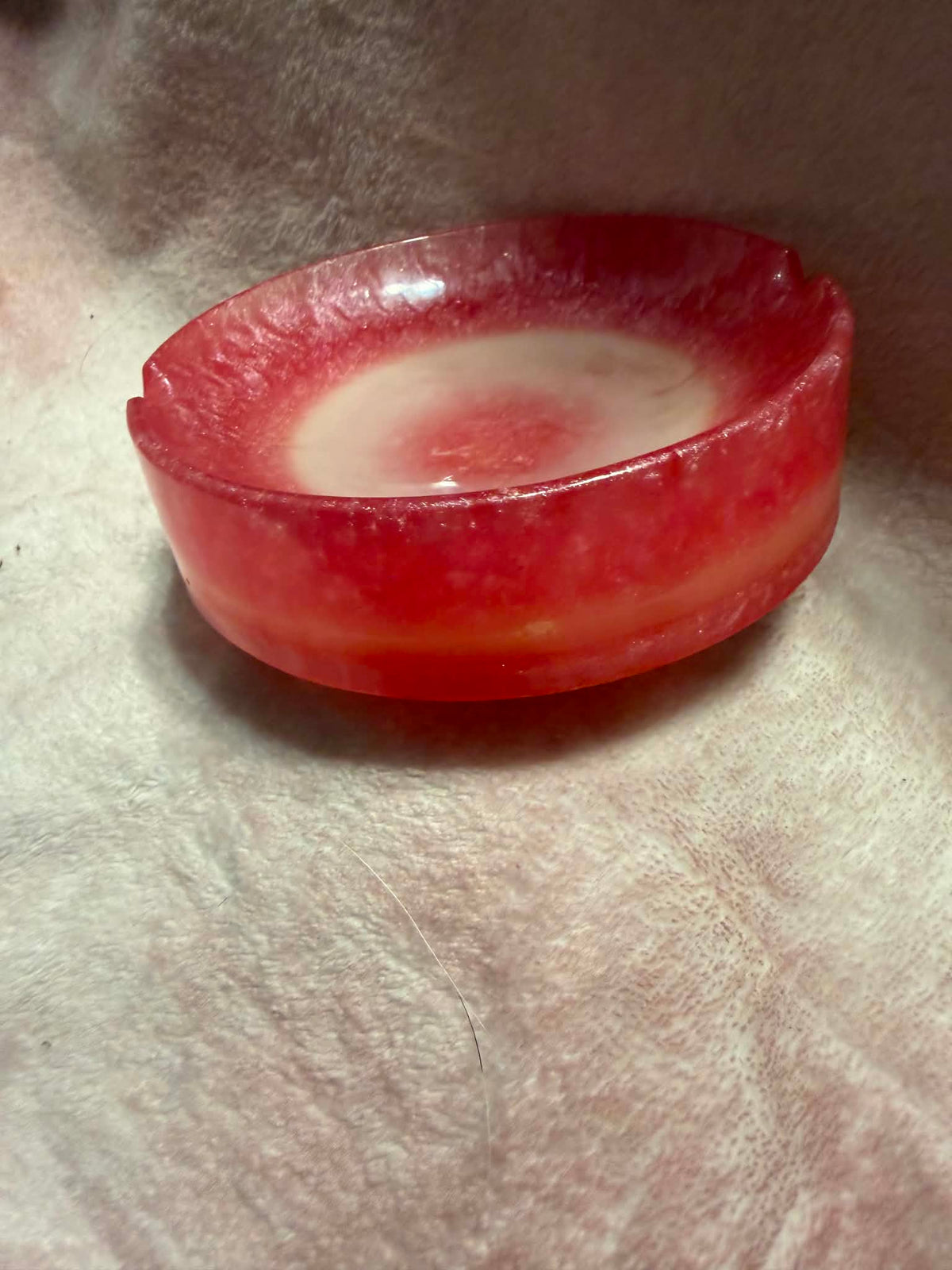Pink Ombré to Frosted White Round Ashtray