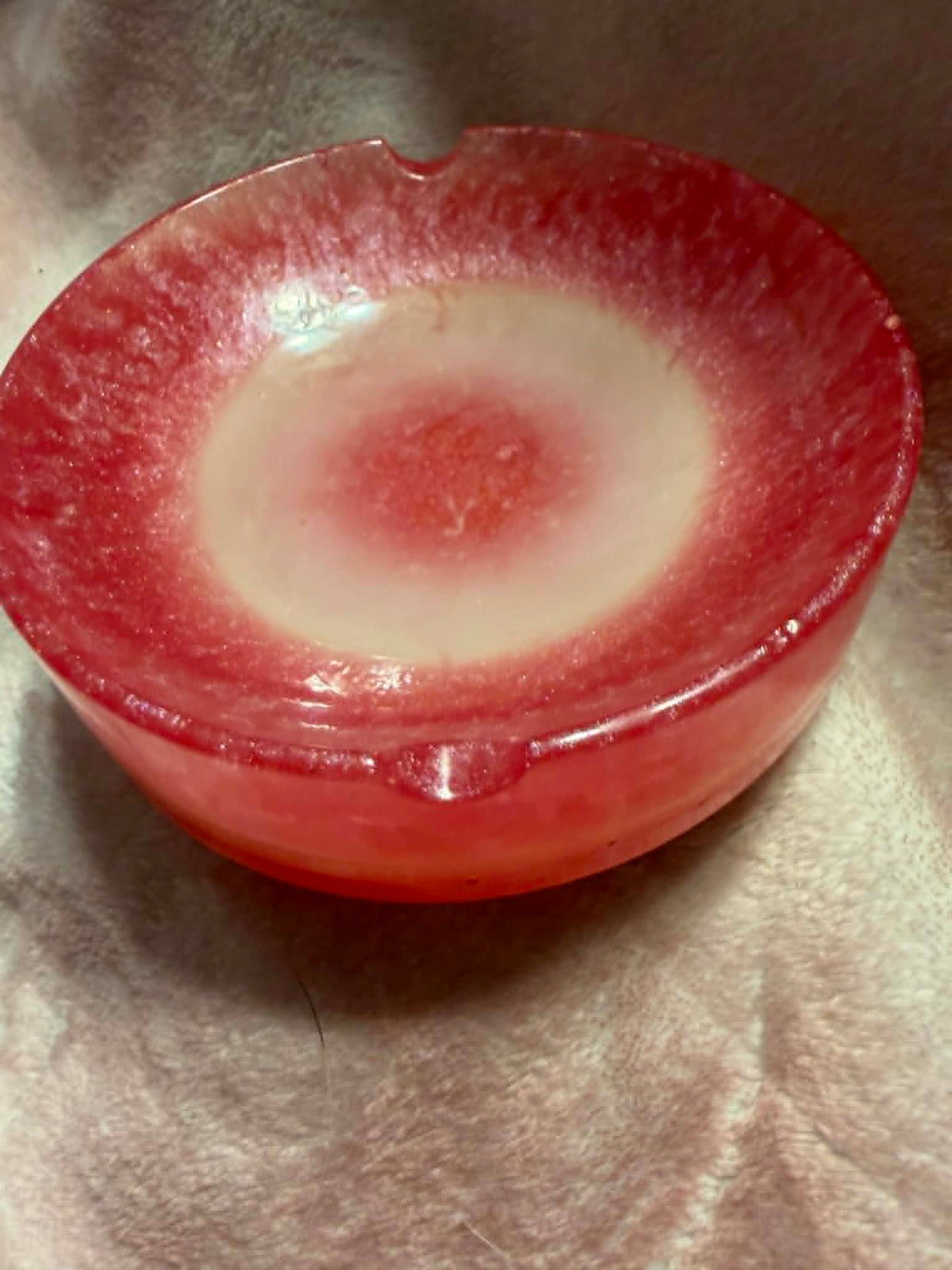 Pink Ombré to Frosted White Round Ashtray