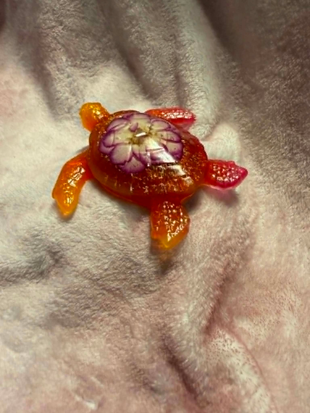 Sea Turtle Figurine with Mini Rose