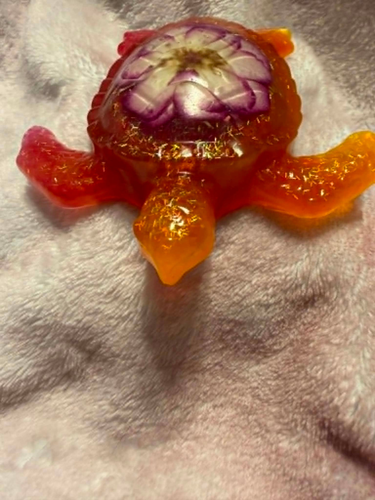 Sea Turtle Figurine with Mini Rose