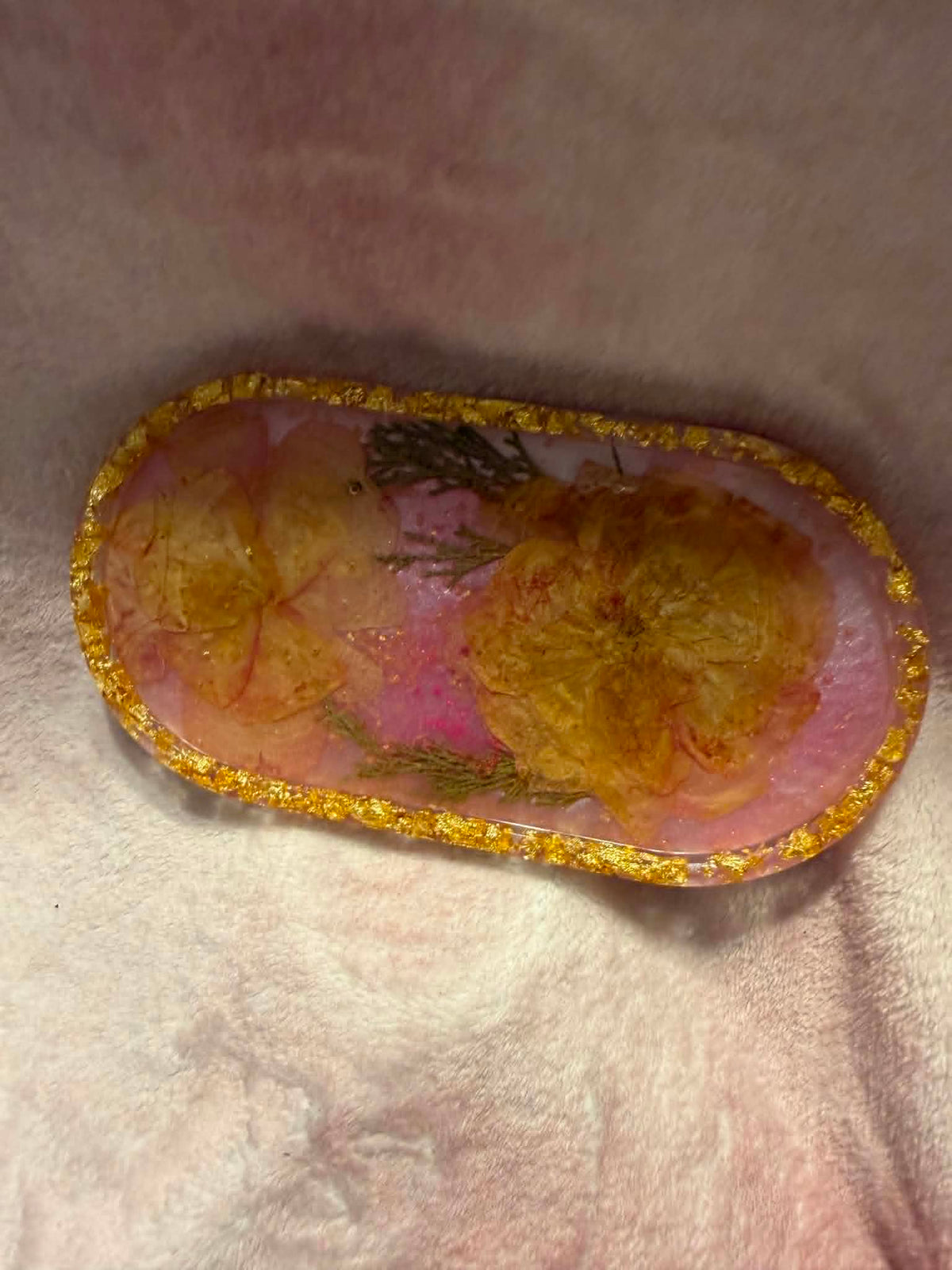 Larkspur & Asparagus Fern Gold Trinket Tray