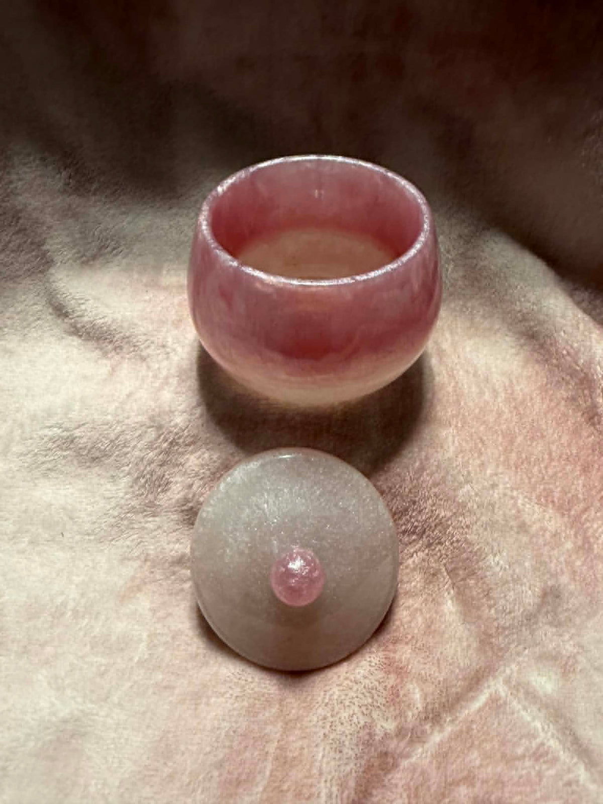 Pink & White Shimmer Resin Trinket Jar with Lid