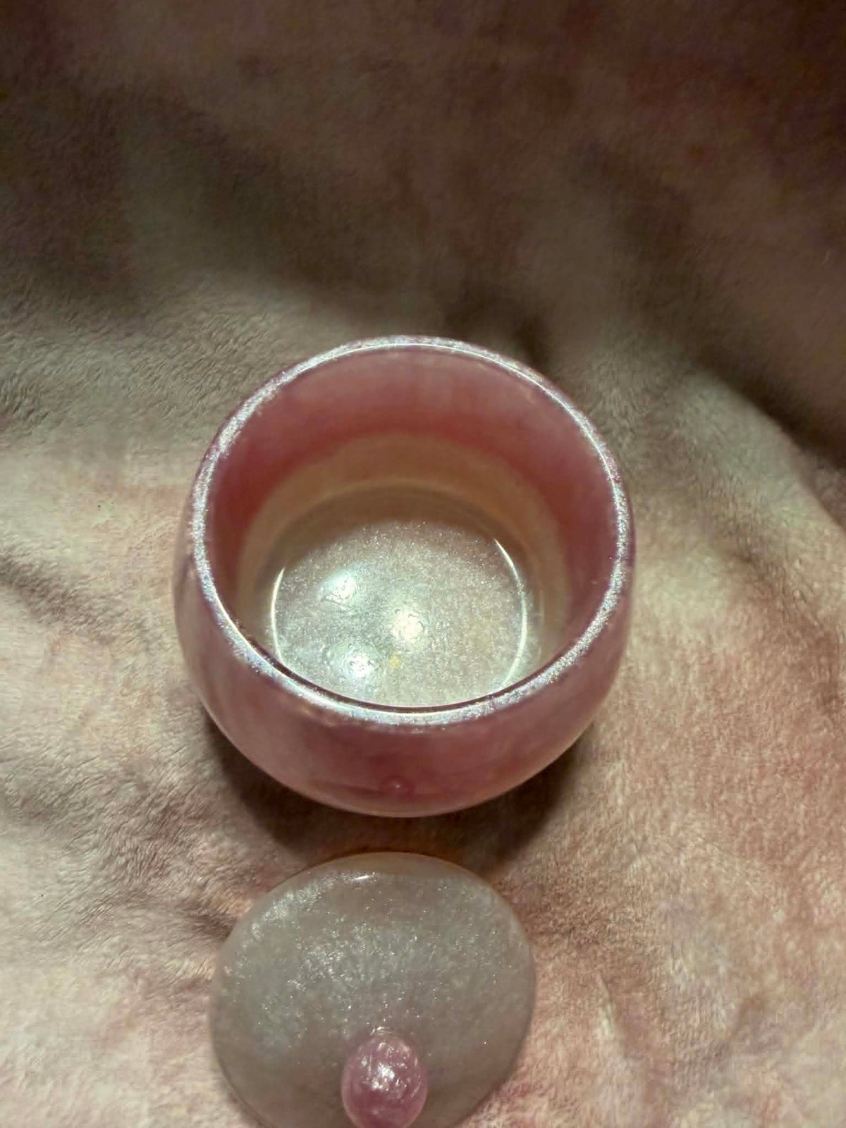 Pink & White Shimmer Resin Trinket Jar with Lid