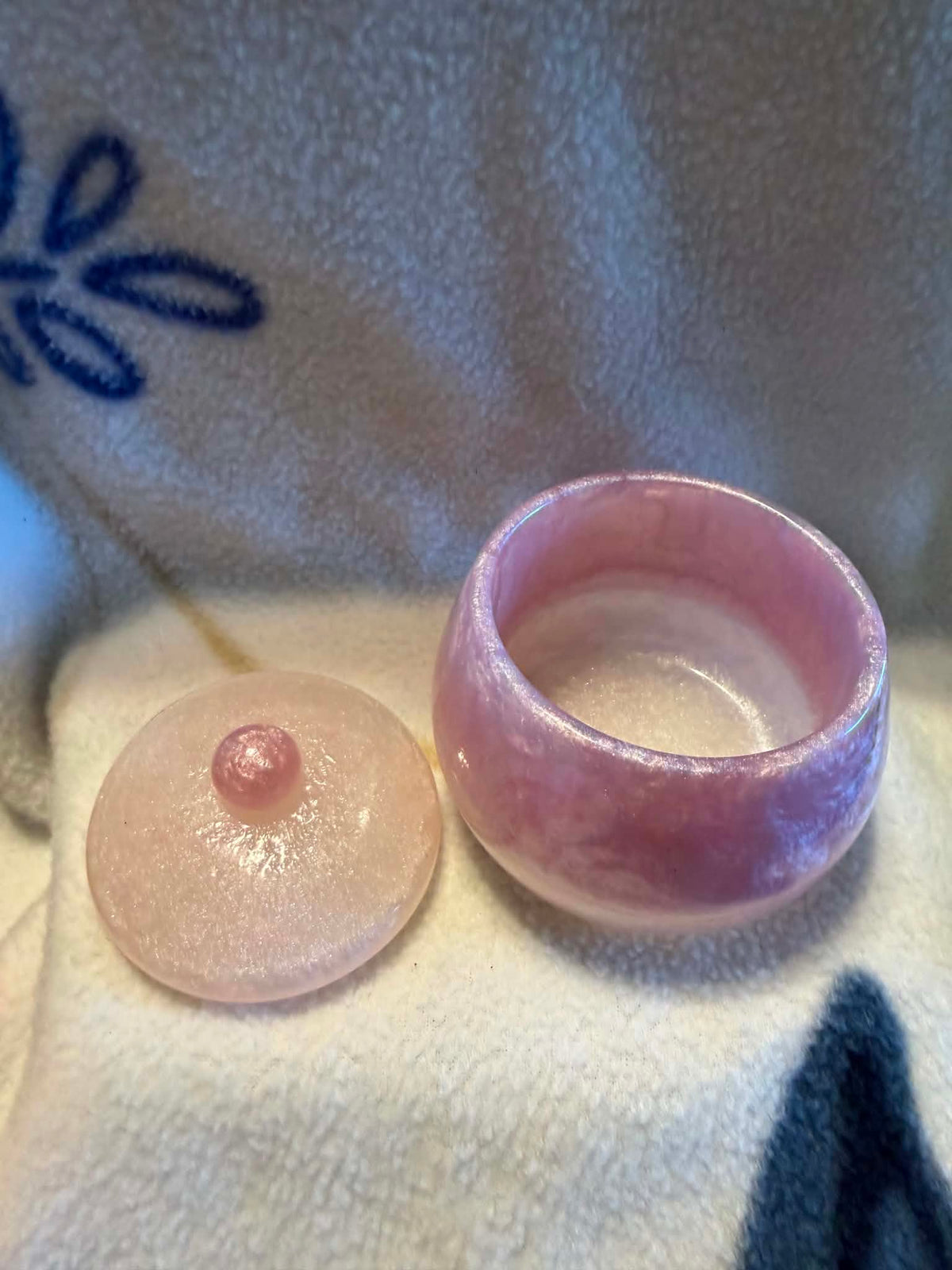 Pink & White Shimmer Resin Trinket Jar with Lid