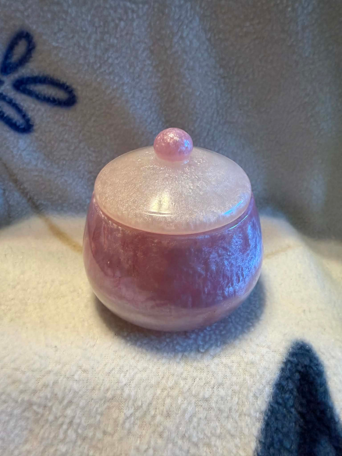 Pink & White Shimmer Resin Trinket Jar with Lid