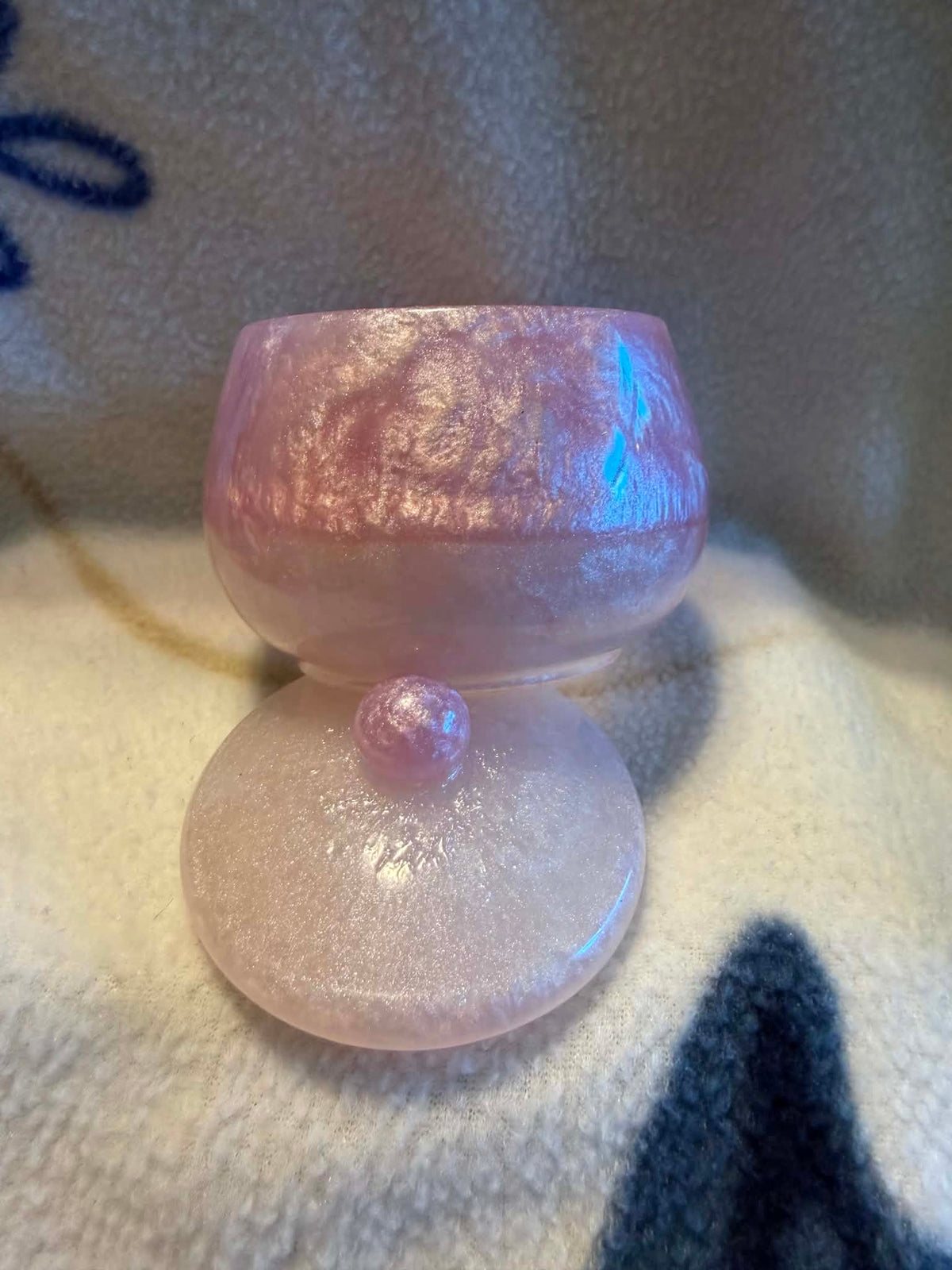 Pink & White Shimmer Resin Trinket Jar with Lid