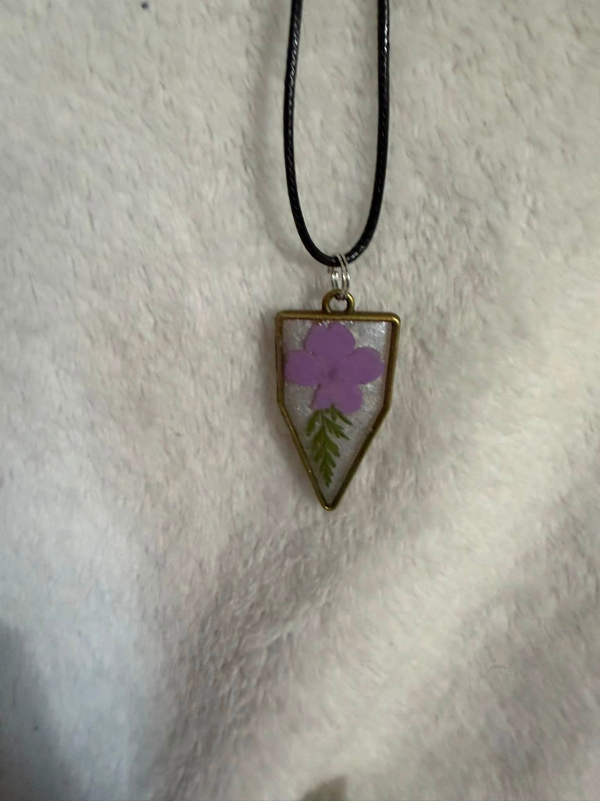 Magenta & Black Rose Blossom Shield Necklace