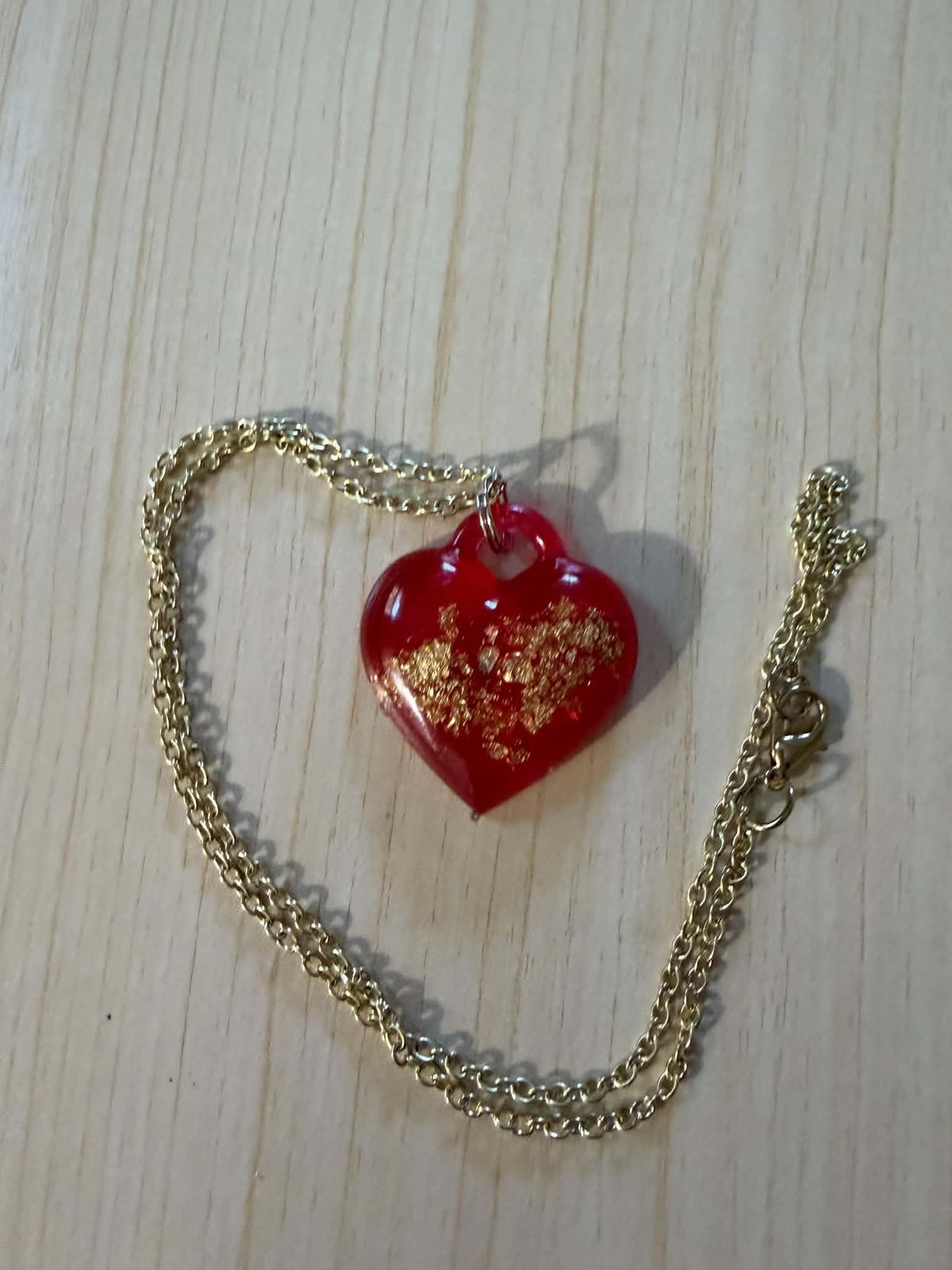 Crimson Heart Resin Pendant Necklace
