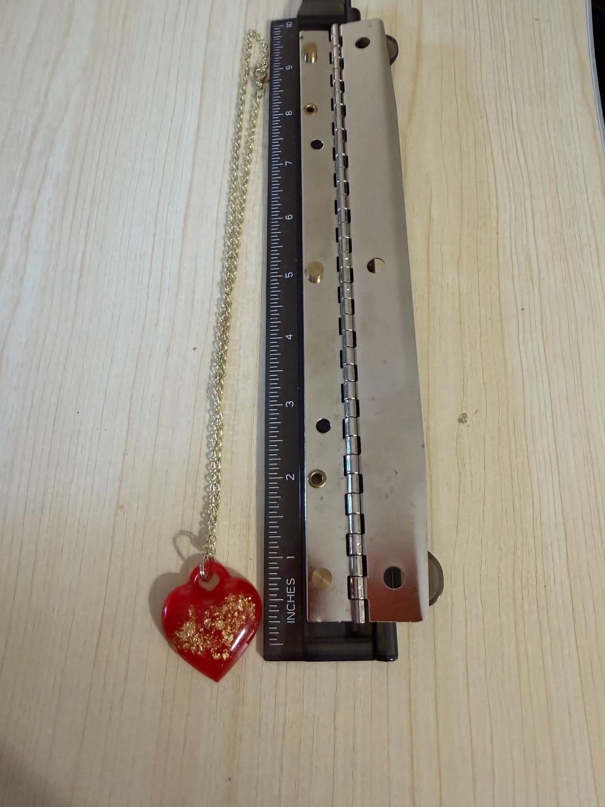Crimson Heart Resin Pendant Necklace