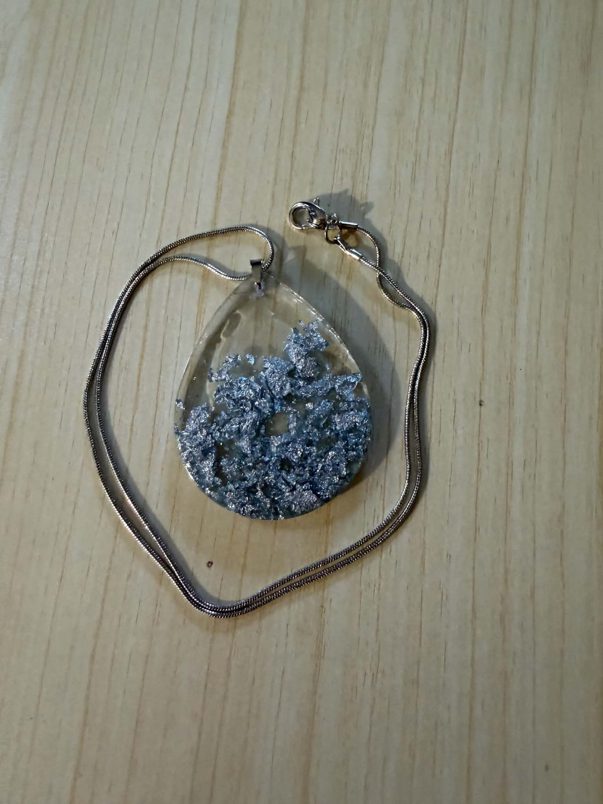 Sparkling Silver Teardrop Pendant Necklace