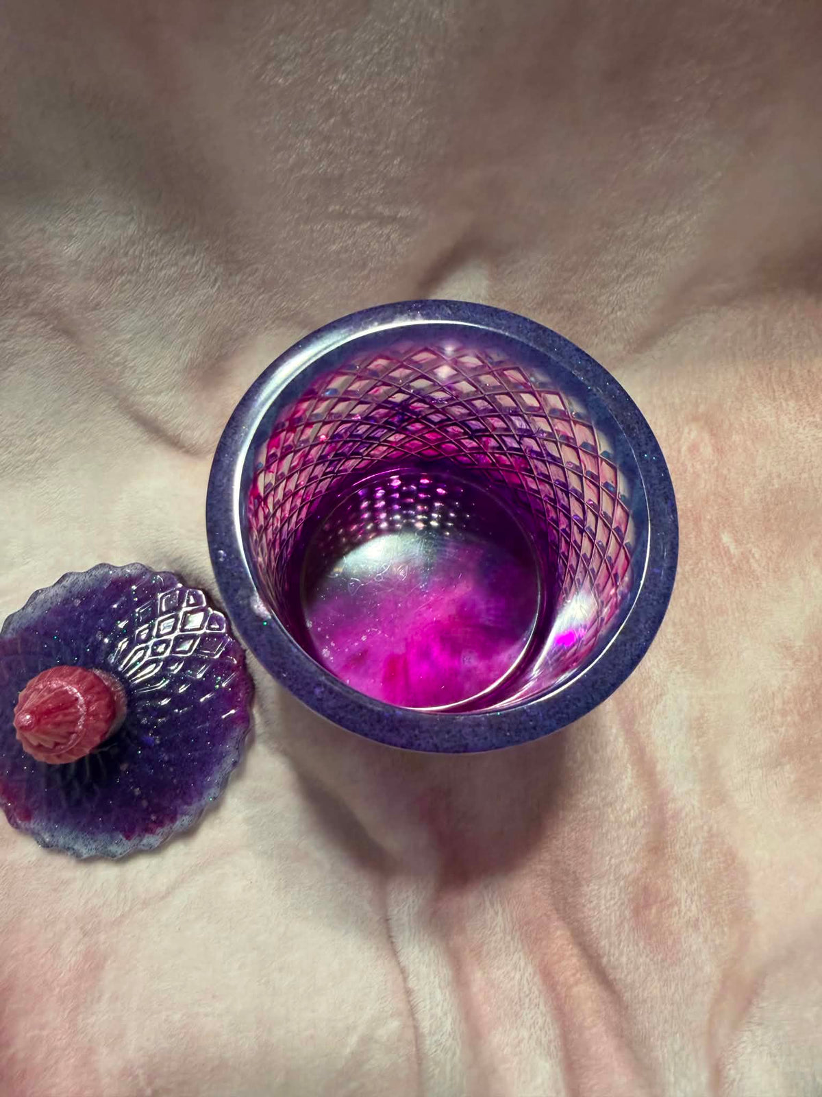 Purple & Pink Diamond Faceted Decor Jar with Lid