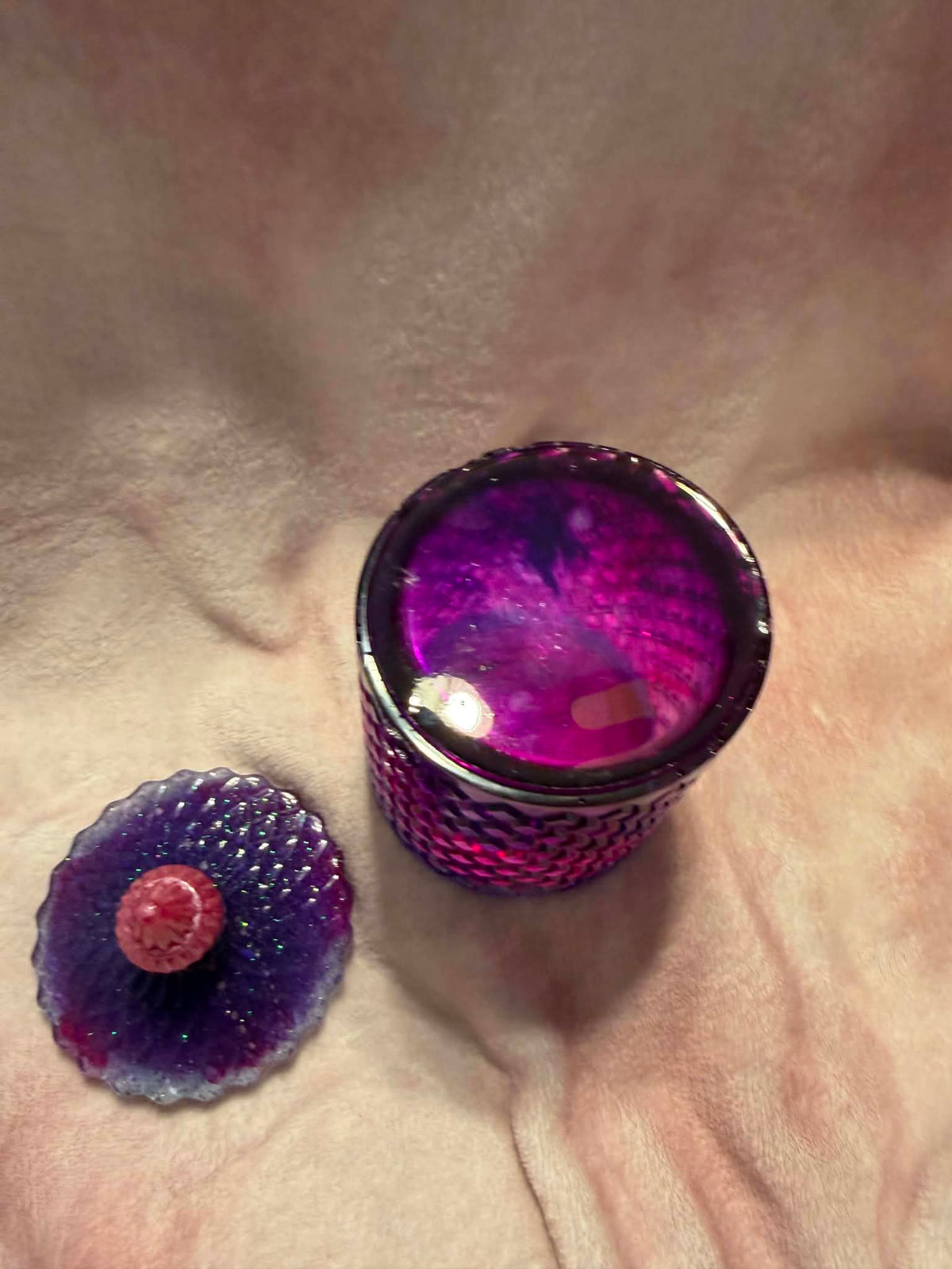 Purple & Pink Diamond Faceted Decor Jar with Lid