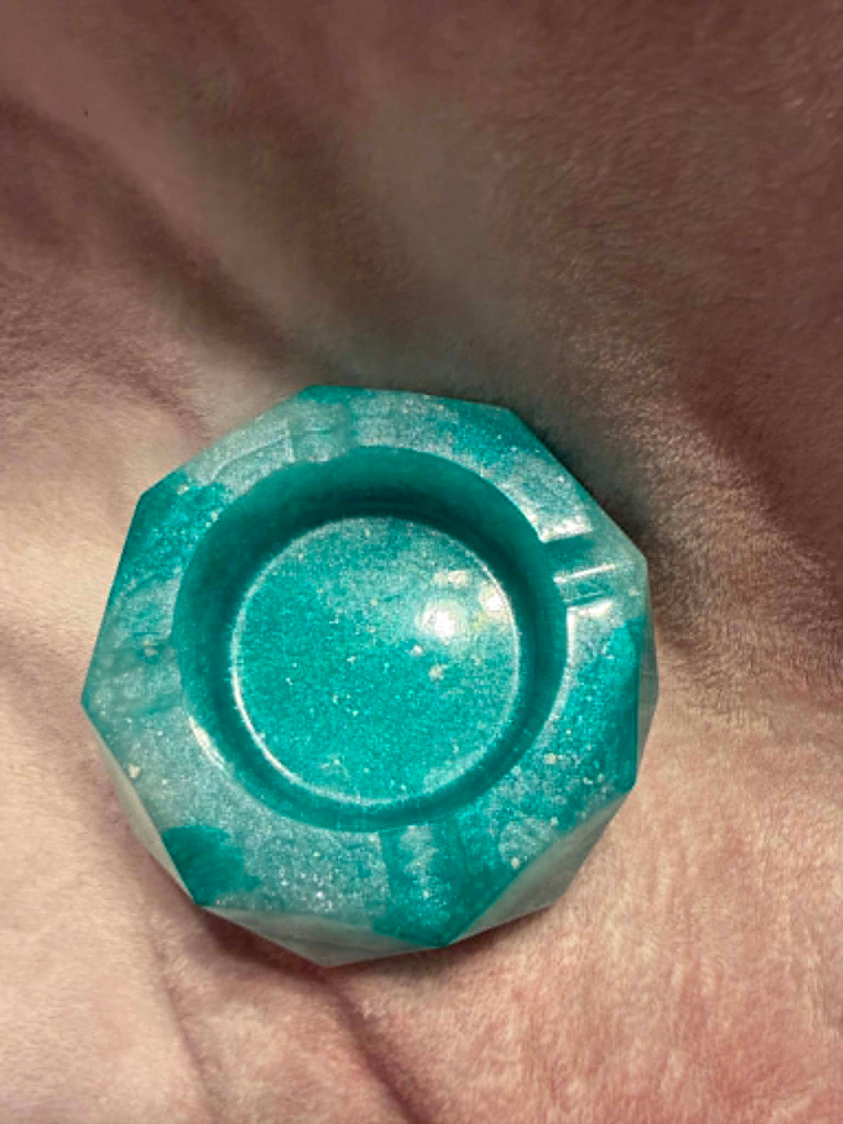 Teal Geometric Polygon Ashtray