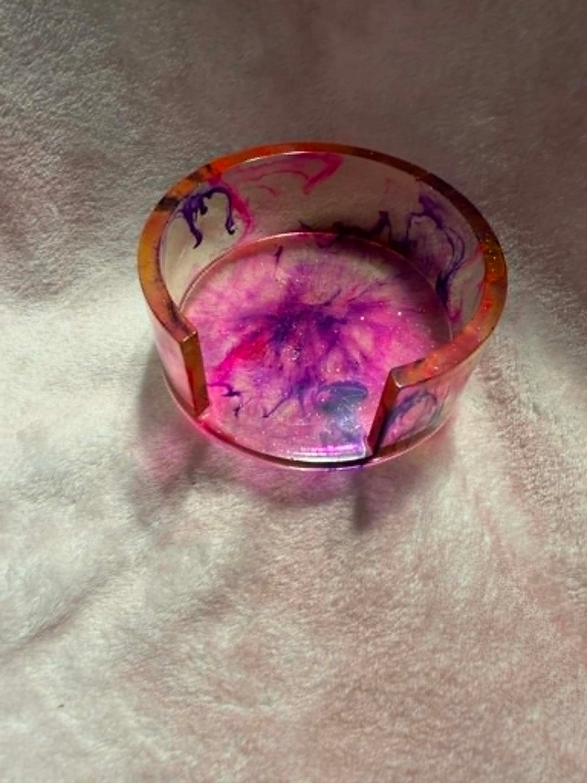 Pink & Purple Tie Dye 5 Piece Coaster Set with Holder