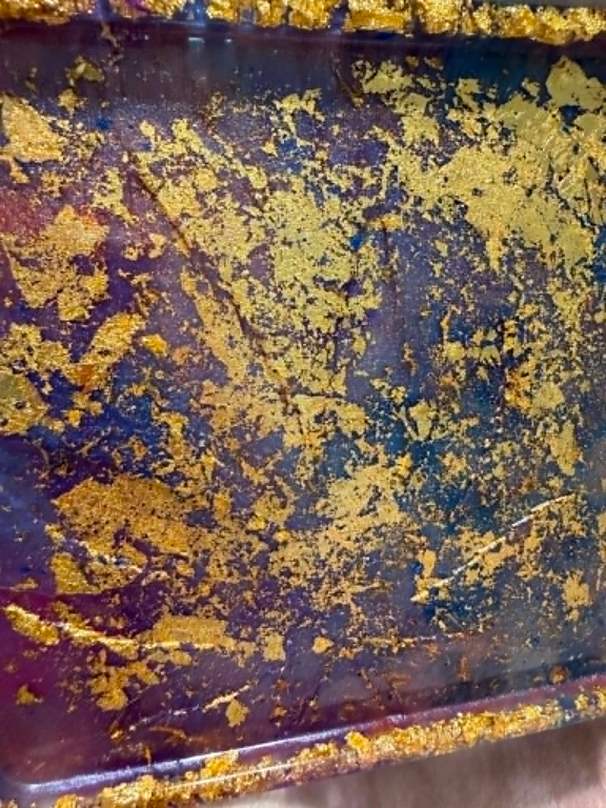 Galaxy Dirty Pour Resin Rolling Tray with Gold Foil & Cannabis Leaf