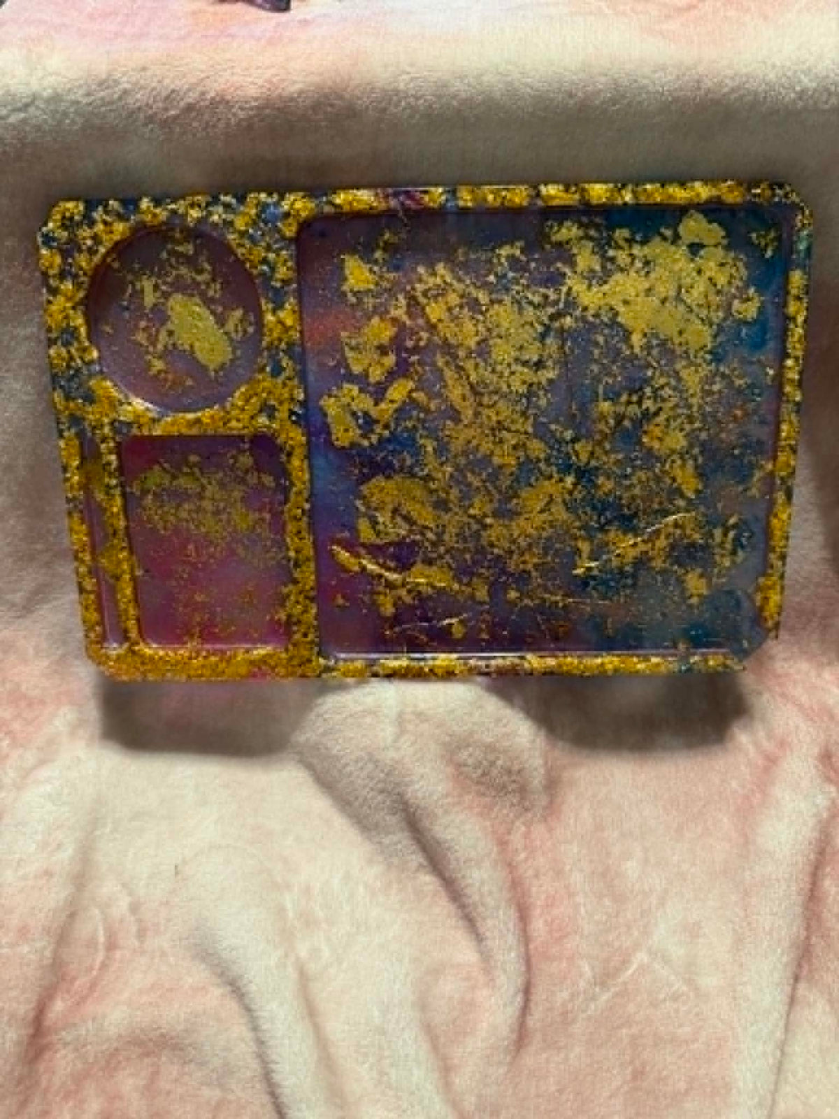 Galaxy Dirty Pour Resin Rolling Tray with Gold Foil & Cannabis Leaf