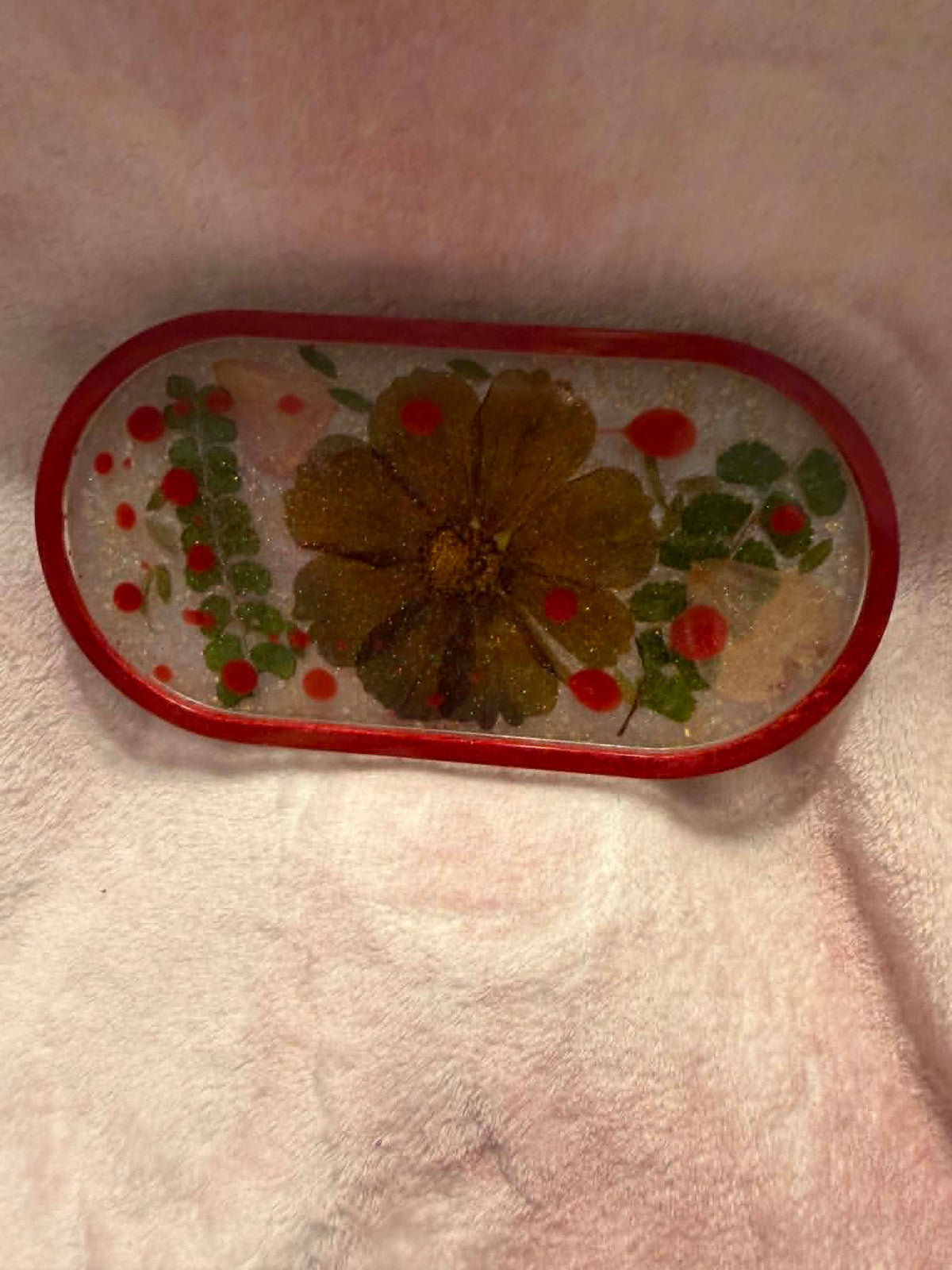 Cosmos & Leatherleaf Fern Gold Trinket Tray
