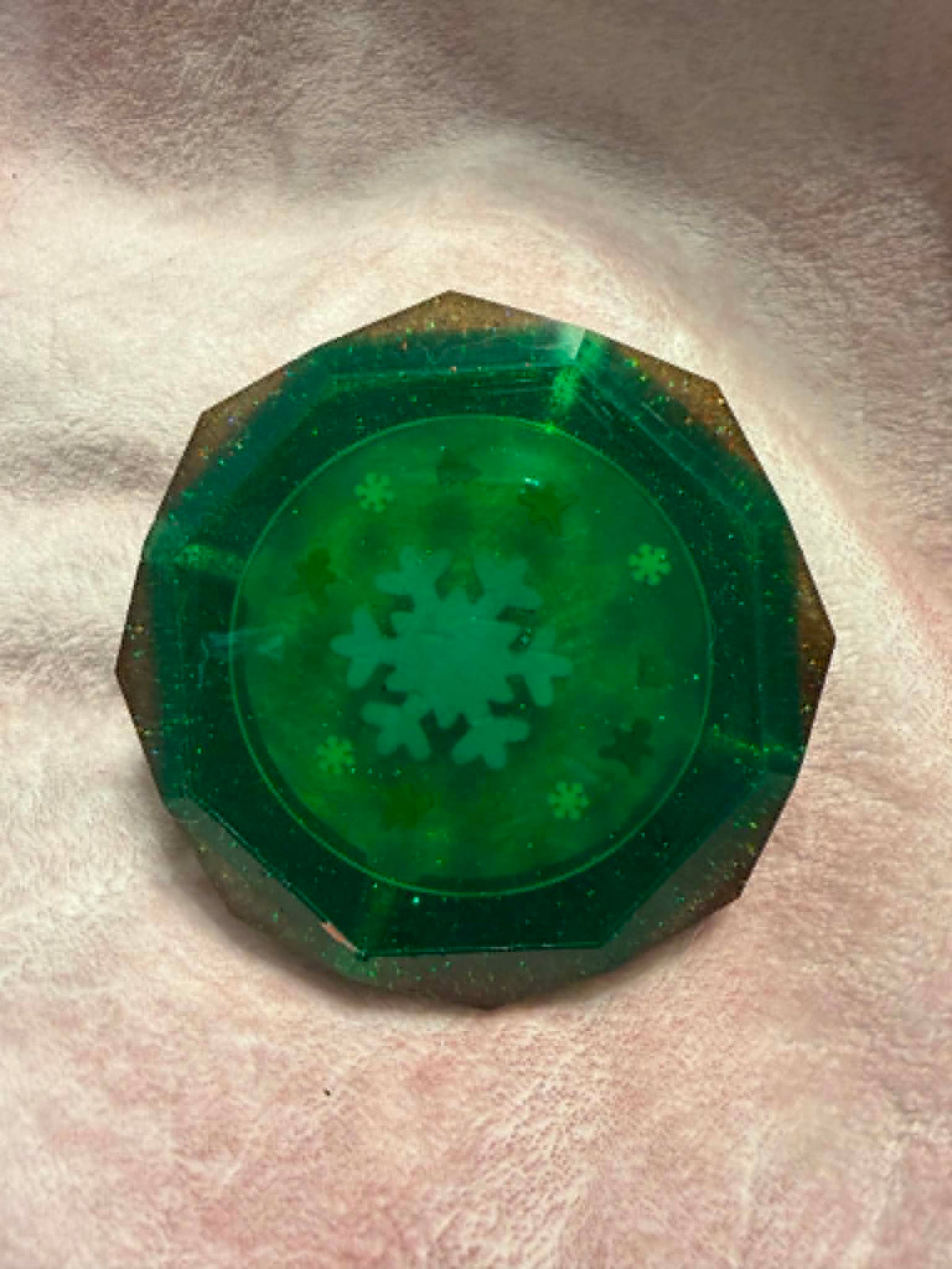 Festive Green & Blue Snowflake Octagonal Ashtray