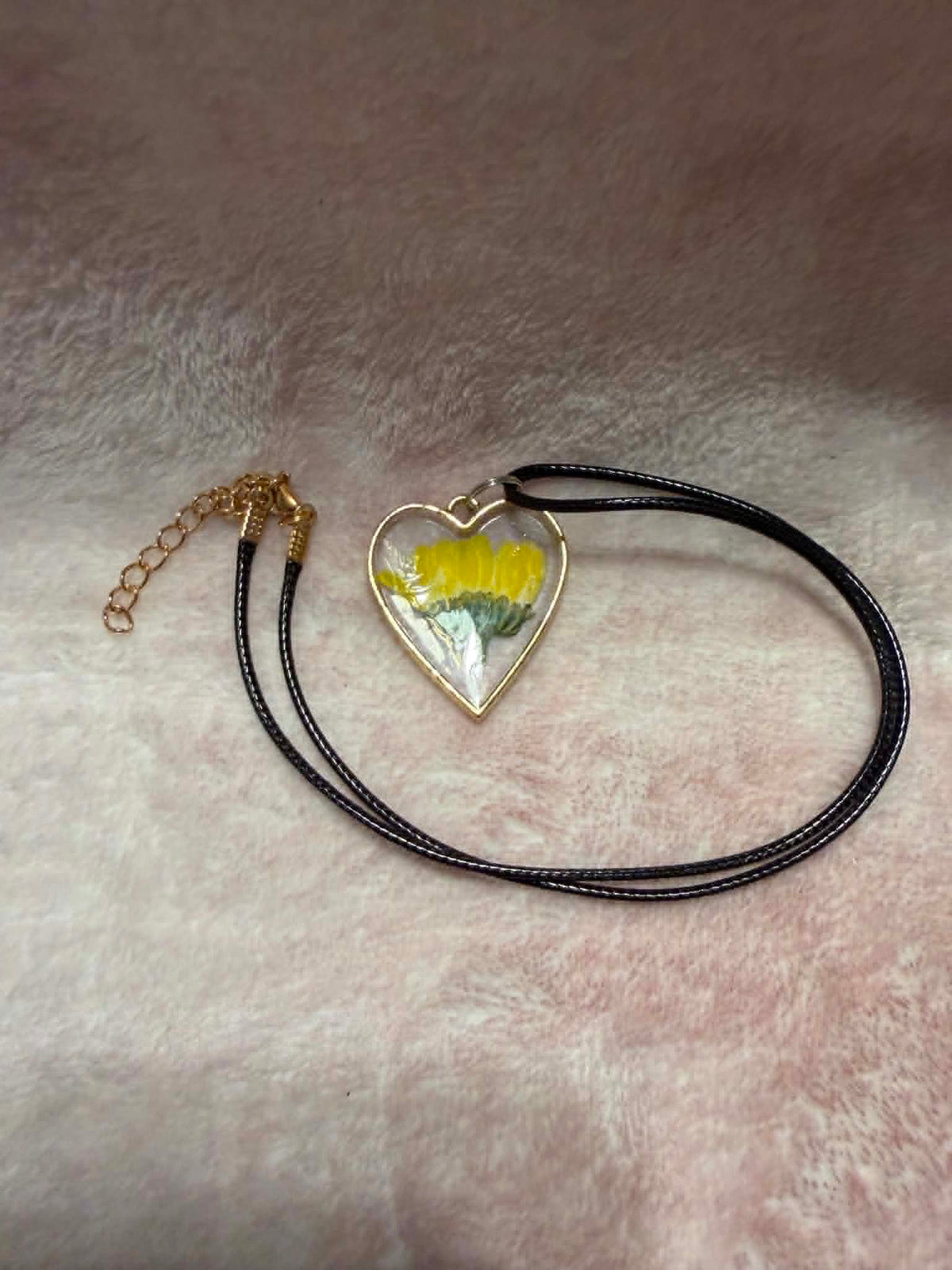 Yellow Buttercup Heart Pendant Necklace