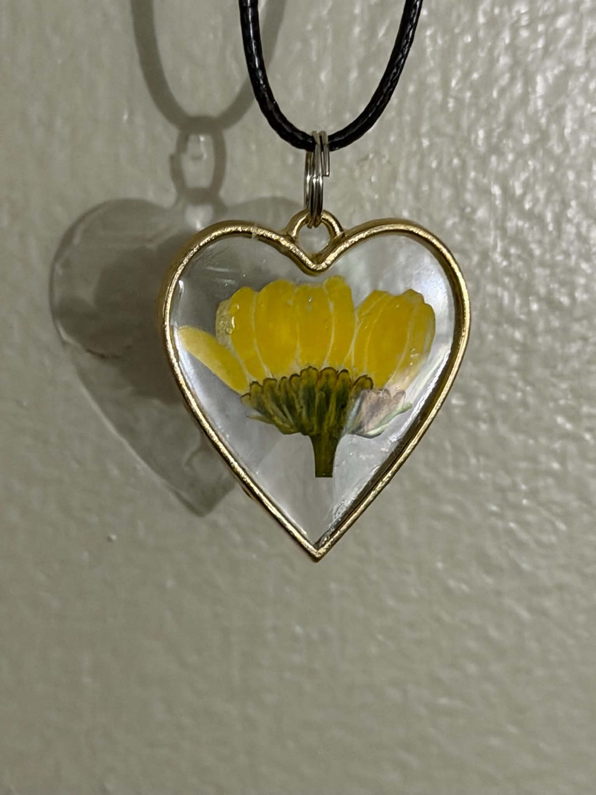 Yellow Buttercup Heart Pendant Necklace